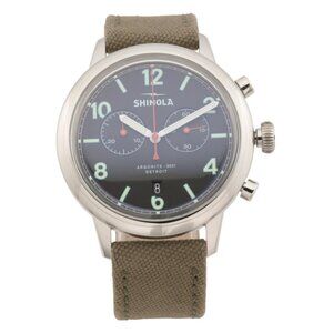 SHINOLA Black Men's Made In Usa Traveler 2 Eye Chrono Canvas Strap Watch